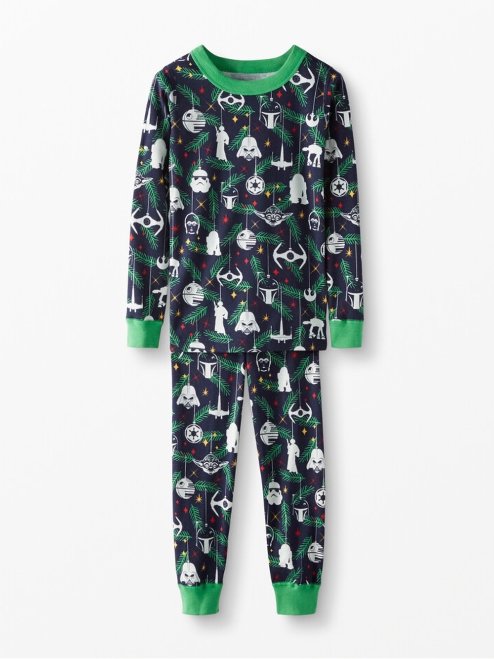 Hanna Andersson x Star Wars Christmas Tree Ornaments Pajamas (Navy/Green) Size 6